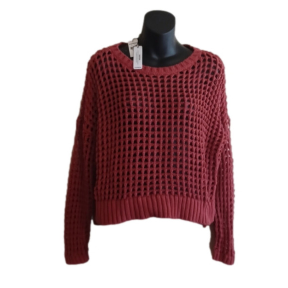 nwt Express rust colored fall sweater.Size small. Beautiful waffleknit  style. - Picture 1 of 10